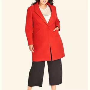 City Chic Coat Bromley in Color Chili